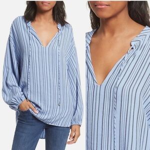 Free People Rhythm of the Night Oversize Pullover Tunic Top XS Blue Bell Stripe#